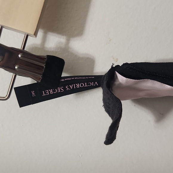 Victoria's Secret Babydoll Chemise Padded Underwire Black Pink Bow Back Lace 34C - Picture 6 of 6